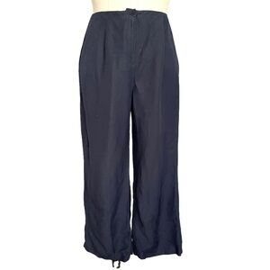 Precis Petite Navy Blue Linen Blend High Rise Wide Leg Cropped Pants - 6 🇬🇧